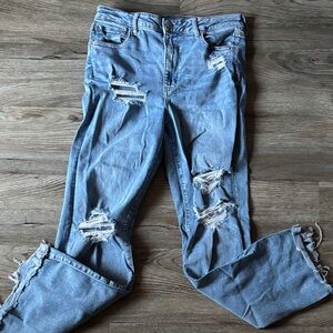 American Eagle Outfitters Light Blue Distressed Straight Leg Jeans